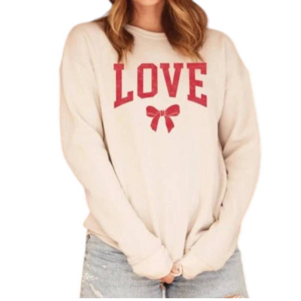 NEW OAT COLLECTIVE love bow graphic sweatshirt in pink